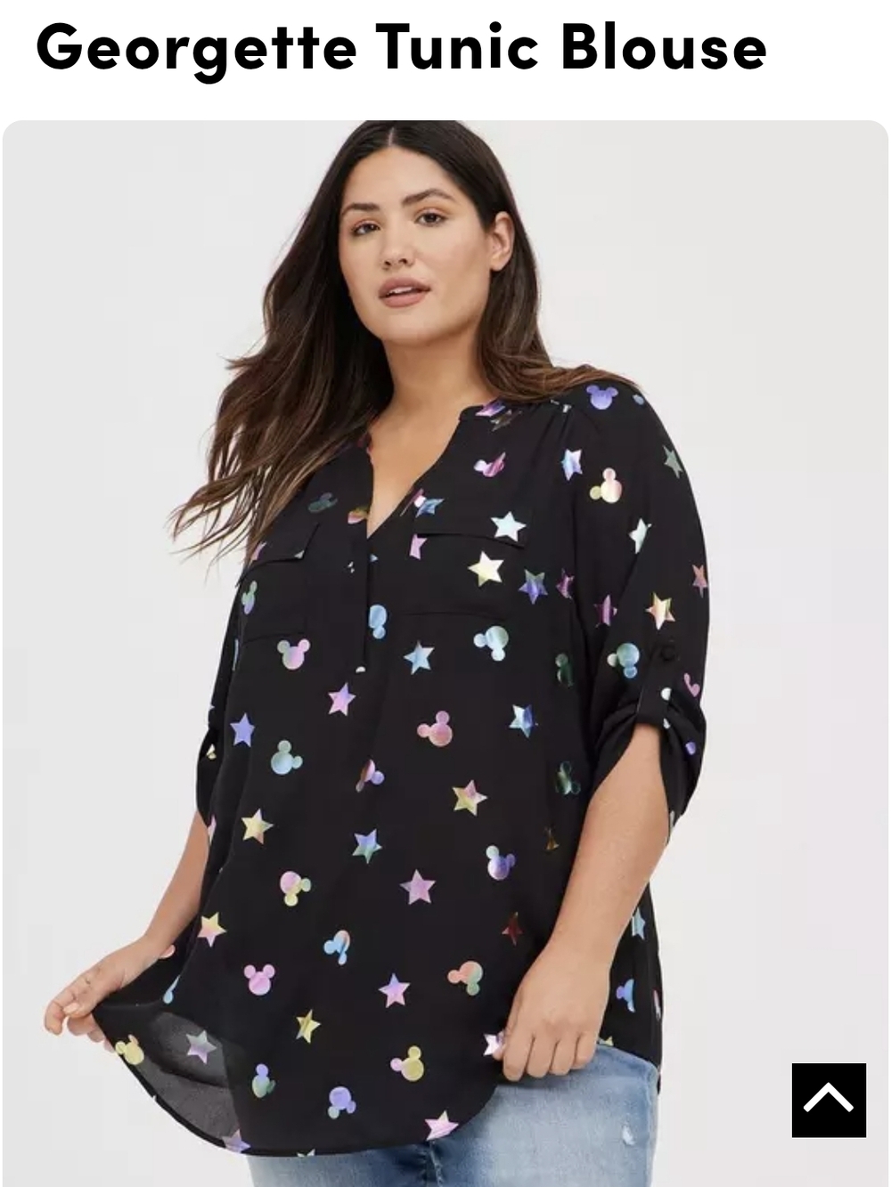 NWT Disney torrid Black Blouse with Iridescent Mickey And Star Print Plus Size 2